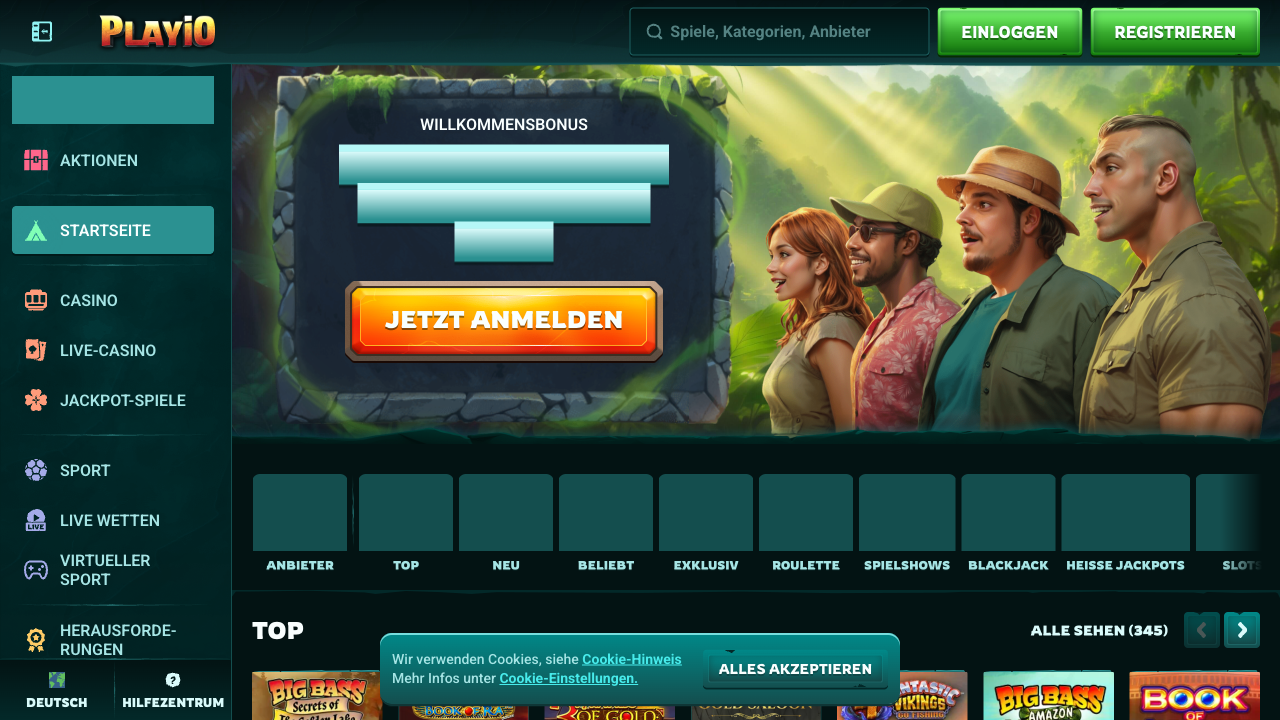 PlayiO Casino Interface