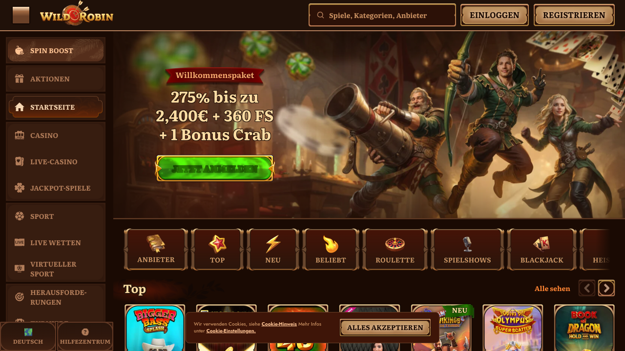 Wildrobin Casino Interface